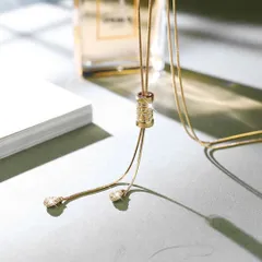 ☆ バードロップゴールド ☆ ラリエット ロングネックレス Y字 yslariat5255 ラリエットネックレス ロング ネックレス ジュエリー アクセサリー アクセ Y字 キュービックジルコニア シンプル 通勤 通学 結婚式 パーティー 上品 デイリー