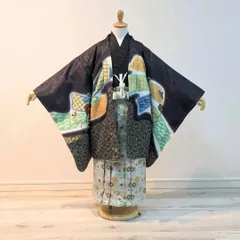 七五三 5歳 男の子 男児 着物 羽織 袴 セット 黒 鷹 A7-3