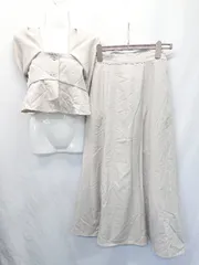 ◇ ⊂ 未使用 ミスティウーマン セットアップ 上下 ロング リボンコルセットマーメイド サイズF グレージュ レディース E  【1507010007931】