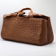 オーストリッチ本革/フルポイント ハンドバッグ キャメル 超美品JRA 