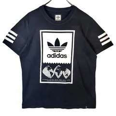 アディダスオリジナルスAdidas originals半袖Tシャツトレフォイルロゴプリント大判プリントデカプリント袖プリント3本線スリーストライプピスタグ黒ブラック白ホワイトフェードvintageヴィンテージ50305