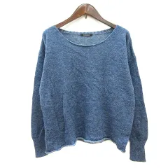 パドカレ pas de calais ニット セーター 長袖 モヘヤ混 アンゴラ混 カシミヤ混 38 M 青 ブルー /MNのサムネイル