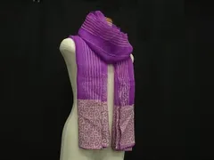 ■美品■ ETRO エトロ シルク100% ペイズリー柄 ストール ショール レディース パープル系 DJ0190