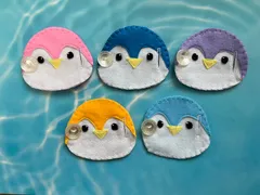 PE56★フェルト知育玩具 ボタン練習 おもちゃ ペンギン 動物 ハンドメイド 療育 指先練習 5個セット