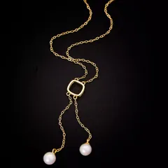 チャームネックレス ペンダントネックレス パール 真珠 鎖骨チェーン Y字 アクセサリー ジュエリー レディース シンプル 北欧 お洒落 おしゃれ エレガント ドレッシー ラグジュアリー 高級感 可愛い かわいい 結婚式 二次会 パーティー プレゼント ギフト