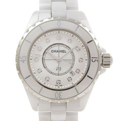 シャネル CHANEL J12 レディース クォーツ 腕時計 セラミック/SS 12Pダイヤモンド ホワイト文字盤 H1628 中古 新入荷 CH1000