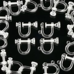 素材 材料 手芸 ハンドメイド アクセサリーパーツ 0.9mm穴付き カン付き 2種10ペア20個 樹脂製 クリア ネジ式 パーツ イヤリング