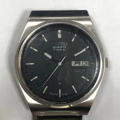 SEIKO セイコー 腕時計 メンズ QUARTZ TYPE Ⅱ 4623-6000 文字盤 黒 ベルト シルバー タイプツー 動作未確認