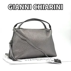 【洗練メタリック✨】　ジャンニキャリーニ　ショルダーバッグ アリファM 2WAY 光沢レザー 上品コンパクト　シルバーグレー