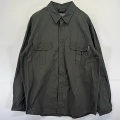 古着 エディー・バウアー Eddie Bauer 長袖シャツ ワンポイントロゴ 大きいサイズ リップストップ フラップポケット XL  グリーン系 メンズ