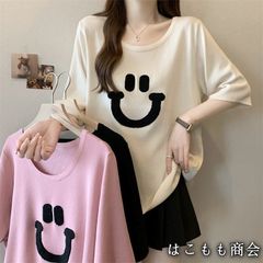 【美品・未使用新品】半袖です☆スマイリー刺繍半袖Tシャツレディースサマールーズトップス
