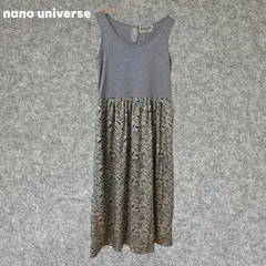 nano universe グレー花柄ノースリーブワンピース Fサイズ