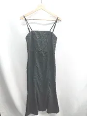 ◇ ⊂Φ Aunt Marie's アントマリーズ 胸元ゴム キャミソール 膝丈 ワンピース サイズM ブラック レディース E  【1410100058730】