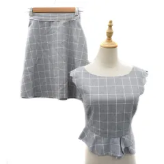 ジルバイジルスチュアート JILL by JILLSTUART セットアップ 上下 カットソー ノースリーブ フレアスカート ひざ丈 グラフチェック柄 S グレー /YK1