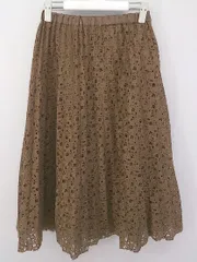 ◇ MAJESTIC LEGON ウエストゴム デザインレース ロング プリーツ スカート サイズM ブラウン系 レディース P  【1301240003516】