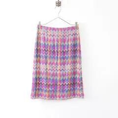 最高級 良品 未使用 定価83000円 ミッソーニ MISSONI イタリア製 ジャガードボーダー イージースカート 46//パープル【2400013927666】のサムネイル