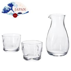 Formes de nature てびねり カラフェ 冷酒器 冷酒グラス ガラス製 食洗機対応 日本製 徳利 お猪口セット 冷酒専用 日本酒 晩酌用 和風 おしゃれ ギフトセット 贈り物 父の日 母の日 敬老の日 誕生日 プレゼント