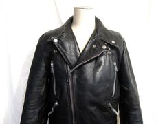英国製Wolf Leathers ビンテージUKライダース 表記40(大き目) 実寸身幅57cm ウルフレザー ロンジャン パテッド ダブル