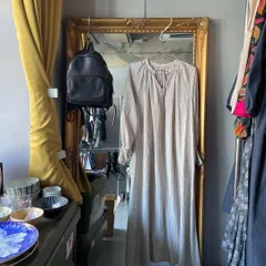 @ SIMPLICITE シンプリシテェ ストライプ ワンピース　ロング　長袖　beige　ベージュ