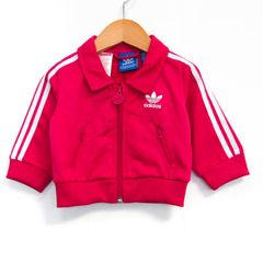 アディダス ブルゾン トラックジャケット トレフォイル アウター ベビー 男の子用 60サイズ レッド×パープル adidas 【中古】