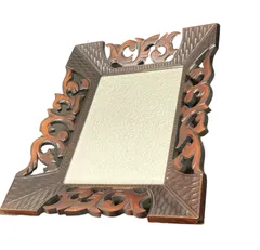 昭和レトロ　木彫り　ミラー　壁掛け　ヴィンテージ