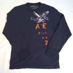 新品タグ付き　ロンT　ロングTシャツ　アメリカンイーグルフィッターズ　AMERICAN EAGLE OUTFTTERS　紺色　Lサイズ　アメカジ　長袖Tシャツ　AKT4-26