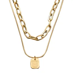 【ゴールド × 2セット】[Cream dot. クリームドット公式] ネックレス レディースステンレス製 2点セット 金属アレルギー つけっぱなし サージカルステンレス スネークチェーン オーバルチェーン コイン 重ねづけ 2連 大人のサムネイル