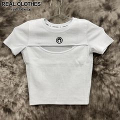 【未使用】Marine serre/マリーンセル Moon Logo Ribbed Jersey Cut-Out T-Shirt/半袖Tシャツ/WTT023A/ホワイト/XS
