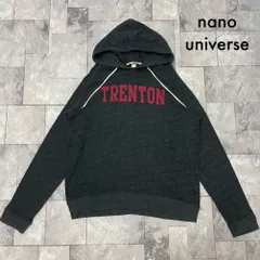 nano universe ナノユニバース sweat hoodie スウェットパーカー プルオーバー プリントロゴ セレクトブランド ダークグレー 玉FL3635