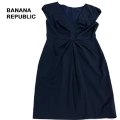 【BANANA REPUBLIC/バナナリパブリック】ワンピース パーティードレス 半袖ワンピース フォーマル ひざ丈 ネイビー 紺 お呼ばれ（中古）