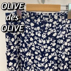オリーブデオリーブ ガウチョパンツ ワイドパンツ 花柄 黒 OLIVE des OLIVE