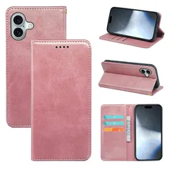 iPhone16 ケース 手帳型 いphone16 手帳型ケース iPhone 16 カバー 手帳型 PUレザー カード収納 財布型 耐衝撃 ケース マグネット スタンド機能付き 5色(いphone16 ケース 手帳型) (ライトローズゴールド) 1
