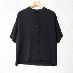 CULLNI クルニ ノーカラー シャツ ブラウス スナップボタン ブラック □〇☆