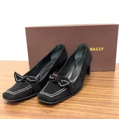 ◎BALLY バリー パンプス ブラック 黒 スエード リボン BARBI UKDF 35  21.5㎝