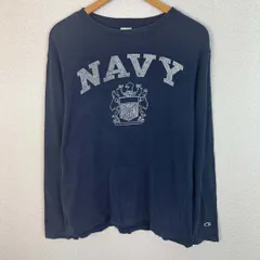 Champion チャンピオン ロングスリーブTシャツ NAVYプリント ネイビー XLサイズ メンズ 古着 アメカジ ストリート