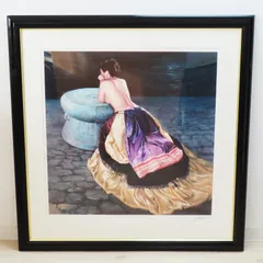 山口薫 旅女 美人画 肉筆油彩画 洋画 額縁無し 印刷や写真では