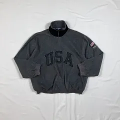 90s POLO SPORTS(ポロスポーツ) usa 星条旗 ロゴ プルオーバー フリース ジャケット