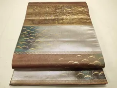 平和屋着物◎六通柄袋帯　江戸好み　横段雪芝文　陶漆箔　正絹　逸品　CAAU7819in