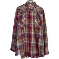 FLY CATILEMAN 長袖 チェック ウエスタンシャツ XL ベージュ レッド ブルー スナップボタン ビッグサイズ 古着卸 アメリカ仕入 a701-5502