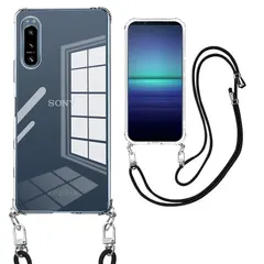 weiaoluo Xperia 5 II ケース クリア ショルダー SO-52A ケース耐衝撃 SOG02スマホケース クリア tpu バンパー 肩掛け 斜めかけ 首掛け 縄掛け 透明 エクスペリア5マーク2 カバー ック ストラップ付き 斜めがけ 織り 0
