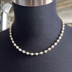 6mm ホワイト パールチェーンネックレス メンズ レディース 50センチ