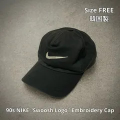 90s NIKE “Swoosh Logo” Embroidery Cap ナイキ 6パネルロゴキャップ ブラック フリーサイズ 韓国製 スウッシュロゴ 刺繍 ストリート スポーツ 白タグ