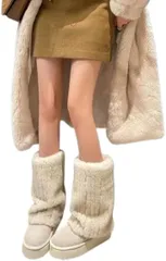 §Ｂｇ３ ルーズソックス レッグウォーマー ファー y2k ファッション フェイクファー サブカル系 地雷系ファッション(ベージュ,  23)