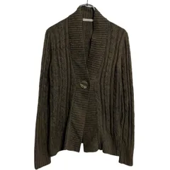 ニット セーター カーディガン アクリル混 レディース L 程 ブラウン ボタン ケーブルニット 秋冬 古着卸 アメリカ仕入 a612-6907