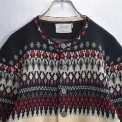 50〜60s Jesild ノルディック ウールニット カーディガン スカンジナヴィアスタイル ヴィンテージ 北欧 セーター アイボリー ブラック ビンテージ USA アメリカ古着 メンズMサイズ