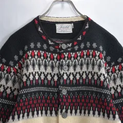 50〜60s Jesild ノルディック ウールニット カーディガン スカンジナヴィアスタイル ヴィンテージ 北欧 セーター アイボリー ブラック ビンテージ USA アメリカ古着 メンズMサイズ