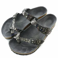 ビルケンシュトック BIRKENSTOCK MAYARI METALLIC STONES マヤリメタリックストーンズ サンダル フラット 24.5cm シルバー 黒 ブラック /BB