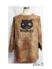 (S)手染め+プリント一点もの 七分袖MADCAT黒猫Tシャツ（1-102)