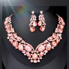 ネックレスピアスローズロゼピンクドレス映え演奏会用アクセサリー舞台着物高見えドレスダンス