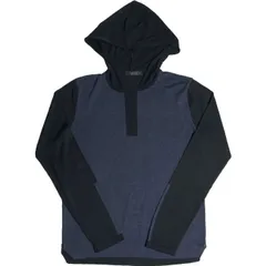 MADE IN ITALY製 VNECK プルオーバーメリノウールパーカー ネイビー×ブラック 50サイズ